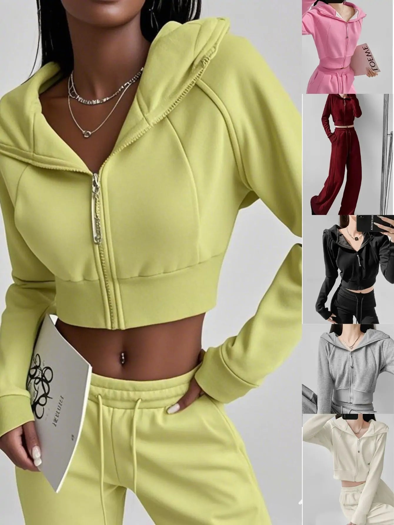 Versatile Dopamine Street Style Cropped Zip Hoodie